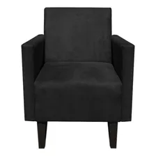 Poltrona Decor. Compacta Jade Suede Preto Com Pés Baixo Foto mini  2