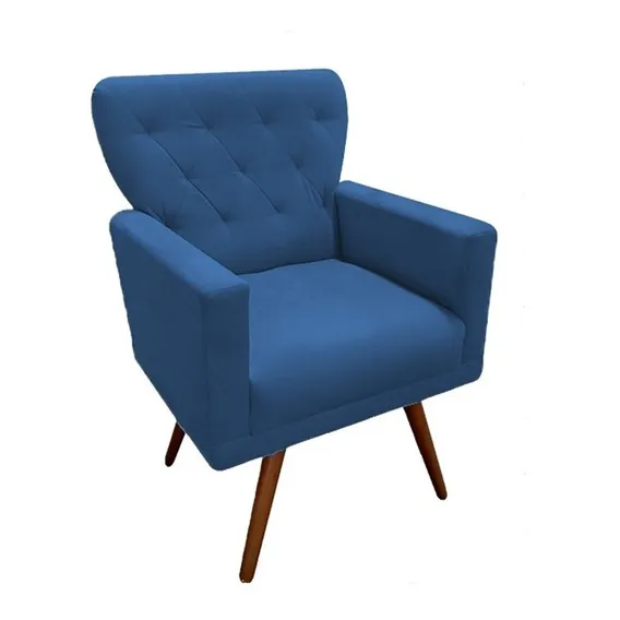 Poltrona Decorativa Aurora Suede Azul Linda Foto 1