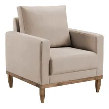 Poltrona Decorativa Com Almofada Sara Due Decor Cor Linho bege Foto mini 2