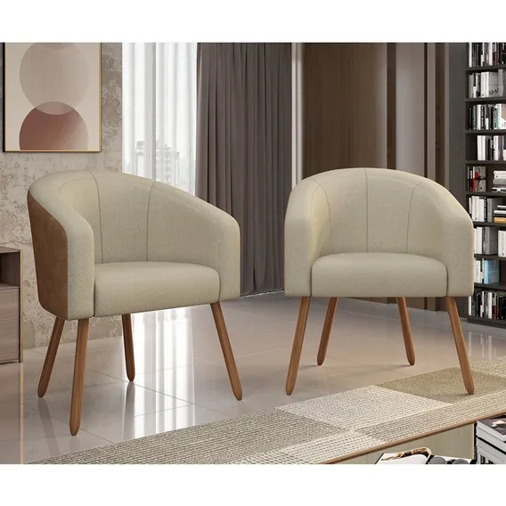 Poltrona Decorativa Com Pés Em Madeira Marselha Ihwt Foto 1