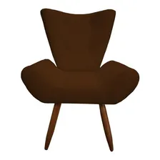 Poltrona Decorativa Emília Suede Marrom Foto  mini 1