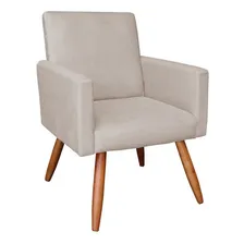 Poltrona Decorativa Nina Suede Bege Com Encosto Alto Foto  mini 1