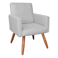 Poltrona Decorativa Nina Suede Cinza Com Encosto Alto Foto mini 1