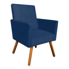 Poltrona Decorativa Nina Suede Com Encosto Alto Cor Azul-marinho Foto mini 1