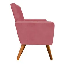 Poltrona Decorativa Nina Suede Com Encosto Alto Cor Rose Foto mini  3