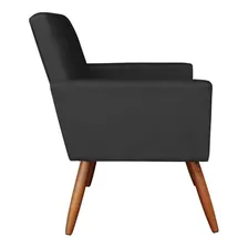 Poltrona Decorativa Nina Suede Preto Com Encosto Alto Foto mini  2