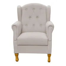 Poltrona Decorativa Para Sala de Estar Yara P02 Linho Bege Foto mini 3