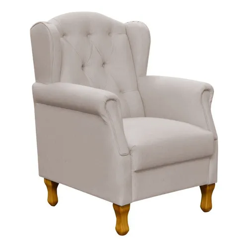 Poltrona Decorativa Para Sala de Estar Yara P02 Linho Bege Foto 1