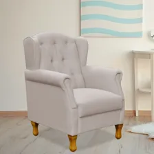 Poltrona Decorativa Para Sala de Estar Yara P02 Linho Bege Foto mini 2