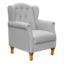 Poltrona Decorativa Para Sala de Estar Yara P02 Linho Cinza Foto mini 1