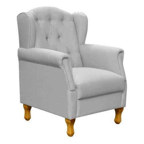 Poltrona Decorativa Para Sala de Estar Yara P02 Linho Cinza Foto 1