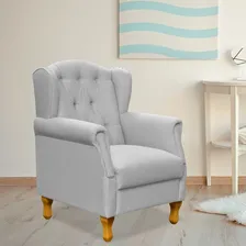 Poltrona Decorativa Para Sala de Estar Yara P02 Linho Cinza Foto mini 2