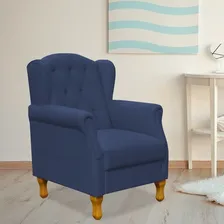 Poltrona Decorativa Para Sala de Estar Yara P02 Suede Azul Marinho Foto mini  2
