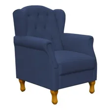 Poltrona Decorativa Para Sala de Estar Yara P02 Suede Azul Marinho Foto  mini 1