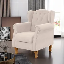 Poltrona Decorativa Para Sala de Estar Yara P02 Suede Bege Foto mini  2