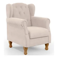Poltrona Decorativa Para Sala de Estar Yara P02 Suede Bege Foto  mini 1