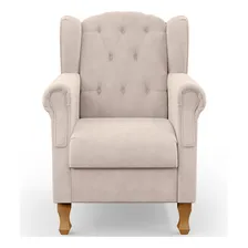 Poltrona Decorativa Para Sala de Estar Yara P02 Suede Bege Foto mini  3