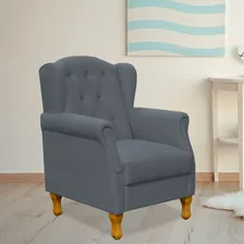 Poltrona Decorativa Para Sala de Estar Yara P02 Suede Cinza Foto mini 2