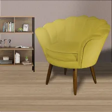Poltrona Decorativa Pétala Corino Amarelo Floral Foto mini 3