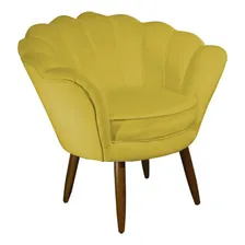 Poltrona Decorativa Pétala Corino Amarelo Floral Foto mini 1