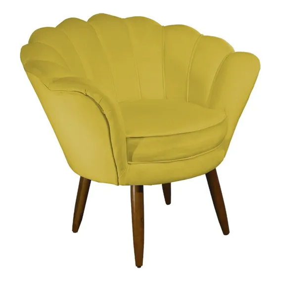 Poltrona Decorativa Pétala Corino Amarelo Floral Foto 1