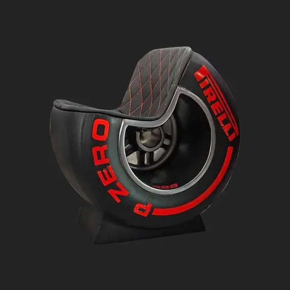 Poltrona Decorativa Pneu Wheel Seat P Zero Preto/vermelho Foto 1