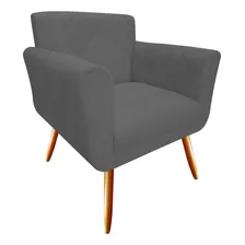 Poltrona Decorativa Sabrina Suede Cinza Foto mini 2