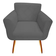 Poltrona Decorativa Sabrina Suede Cinza Foto mini 1