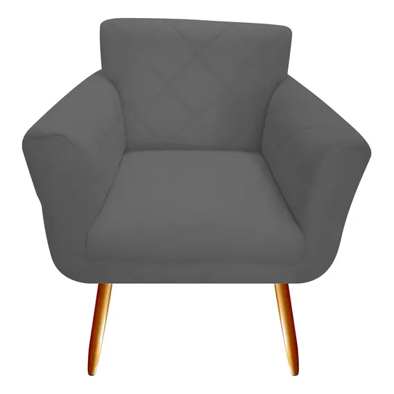 Poltrona Decorativa Sabrina Suede Cinza Foto 1
