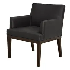 Poltrona Decorativa Sofá Recepção Salão Beleza Corino Preto Desenho do tecido Liso Foto  mini 1
