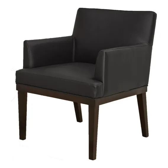 Poltrona Decorativa Sofá Recepção Salão Beleza Corino Preto Desenho do tecido Liso Foto 1