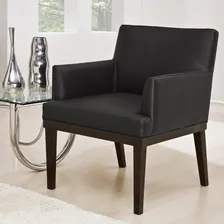 Poltrona Decorativa Sofá Recepção Salão Beleza Corino Preto Desenho do tecido Liso Foto mini  2