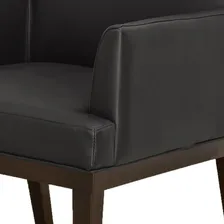 Poltrona Decorativa Sofá Recepção Salão Beleza Corino Preto Desenho do tecido Liso Foto mini  3