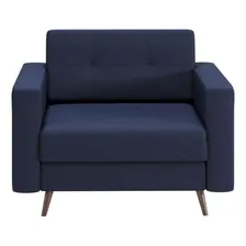 Poltrona Living Pé Palito Linho Cotton Azul Marinho Foto mini  3