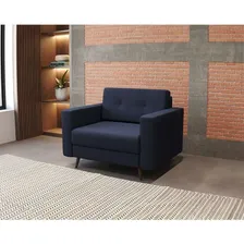 Poltrona Living Pé Palito Linho Cotton Azul Marinho Foto mini  2
