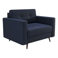 Poltrona Living Pé Palito Linho Cotton Azul Marinho Foto  mini 1