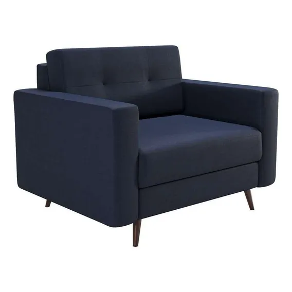Poltrona Living Pé Palito Linho Cotton Azul Marinho Foto 1