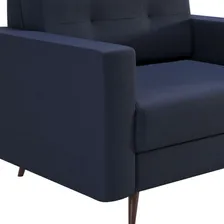 Poltrona Living Pé Palito Linho Cotton Azul Marinho Foto mini 4