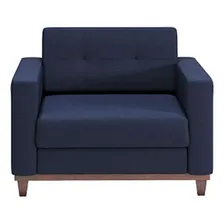 Poltrona Living Pés E Base Em Madeira Linho Cotton Azul M.. Foto mini  3