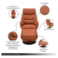 Poltrona Massagem Giratória Aquecimento Pu Caramelo Foto mini  2