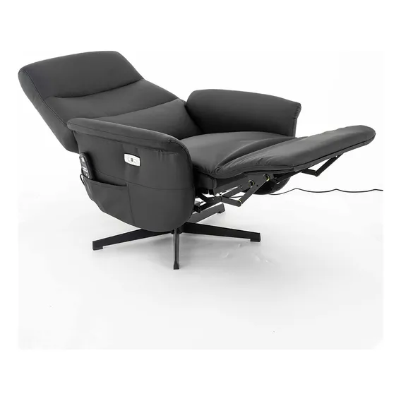 Poltrona Massagem Reclinável Nevada Giratória Usb Pu Preto Foto 1