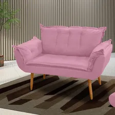 Poltrona Namoradeira Francis 02 Lugares Suede Rosa Foto mini  2