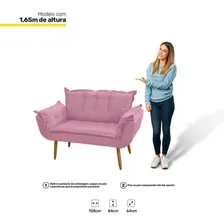 Poltrona Namoradeira Francis 02 Lugares Suede Rosa Foto mini  3