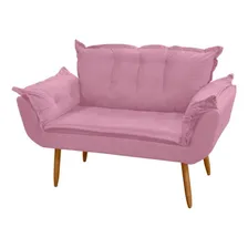 Poltrona Namoradeira Francis 02 Lugares Suede Rosa Foto  mini 1