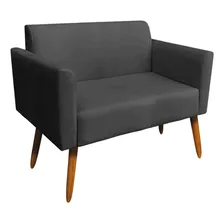 Poltrona Namoradeira Isabella Pés Palito Madeira Suede Preto Foto mini 1