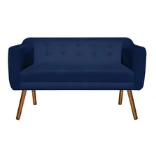 Poltrona Namoradeira Julia 2 Lugares Suede Azul Marinho Cor Azul-marinho Foto  mini 1