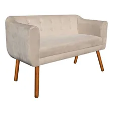 Poltrona Namoradeira Julia 2 Lugares Suede Bege - D'rossi Foto mini 2