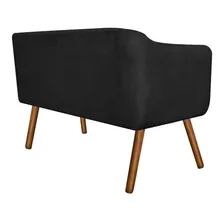 Poltrona Namoradeira Julia 2 Lugares Suede Preto Com Strass Foto mini 3