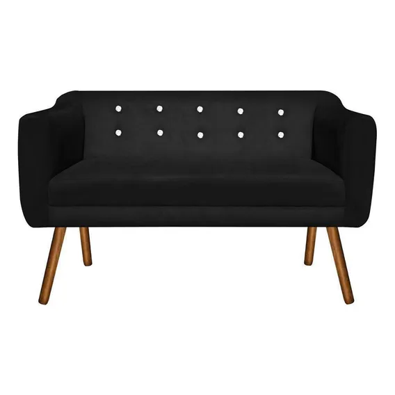 Poltrona Namoradeira Julia 2 Lugares Suede Preto Com Strass Foto 1