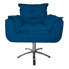 Poltrona Opalla Base Girat贸ria Metal - Suede Azul-royal Foto mini 3